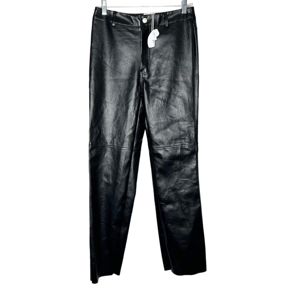 PRINCESS POLLY / Macey black faux leather high waisted pants / 6